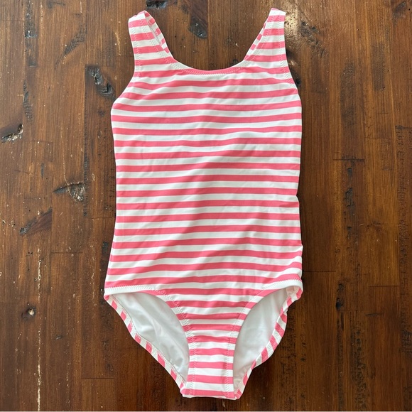 Primary Girls Pink & White Striped Swim Suit NWT Size 10 - Picture 3 of 8